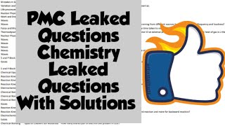 PMC Leaked Chemistry Bank  Questions With Solutions.#entrytest #mdcat #mdcat2022 #pmclatestnews #pmc