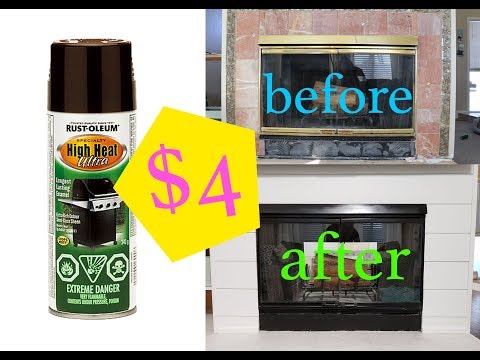 $4 DIY Fireplace Makeover! Rustoleum High Heat Spray Paint