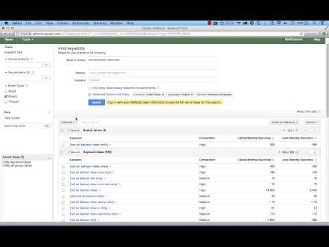SEO: Adwords Keyword Tool Brainstorm