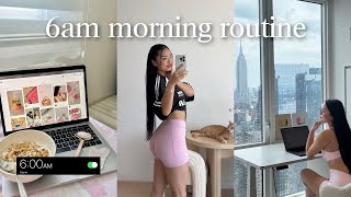 my 6AM morning routine 🌱 workout routine, work day in my life, and *realistic* work day in my life!