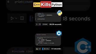 C++ vs Python🐍| C++ is way fast💨 | #cpp #python #codinglife #programming #softwaredevelopment
