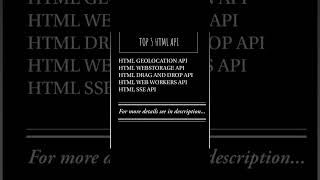 HTML 5 API | WEBSTORAGE | HTML API #html #htmltutorial #htmlapi