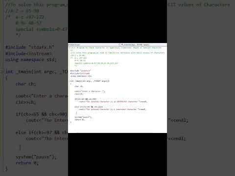 C++ Program to Check Whether Uppercase,Lowercase,Digit or Special Character #coding#education