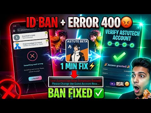 Free Fire ID Ban + Error 400 Fix in 1 Min 😱 (100% Working) Your Account Has Been Temporary Banned !