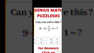 #Genius math puzzles//   #math quiz?