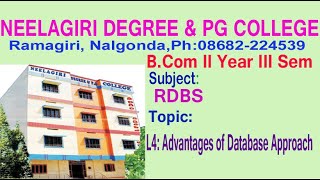 BCom III Sem  RDBMS L4 Advantages of Database Approach