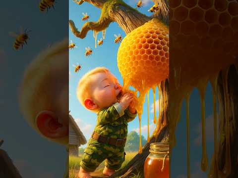 This army kid accidentally eats bees' honey. #ai #ytshorts #cartoon #story