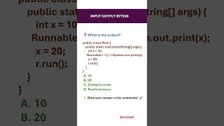 INPUT OUTPUT Byte #8 What is the output? #mcq #interview  #java #code