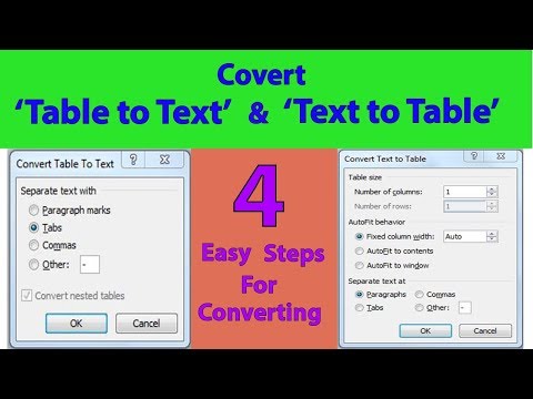 Ms Word Tutorials: How to convert text to table and table to text 4 Easy Steps Office Tutorials