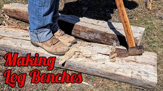 Making Log Benches with Hand Tools