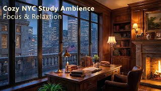 Cozy American City Rain Study Room ☕🌧️ Distant Thunder for Focus, Study & Relaxation