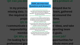 2025 Job Interview Questions and Answers | Best 5 You Must Know