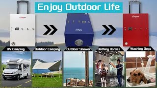 Vangood New Small Gas Water Heater with Luggage-Style Pull Bar and Wheels for Enhanced Convenience