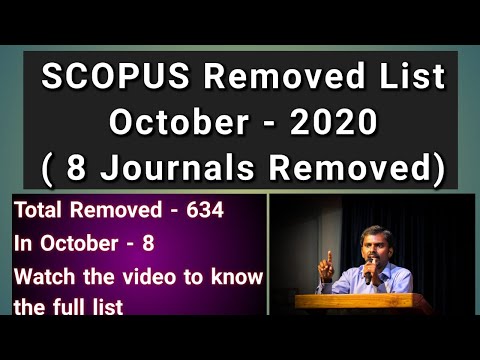 SCOPUS Journals Removed List October 2020 | Milton Joe