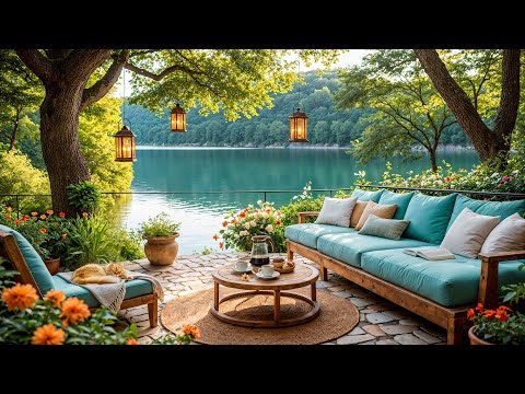 🌿Lakeside Morning Café & Chill Jazz |  Peaceful Morning Ambience with Nature for Focus & Calm Mood