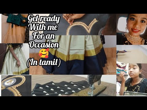 Convert saree into skirt without stitching | half saree costume designing & makeup (in tamil)