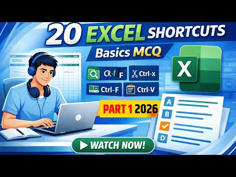 20 Excel Shortcuts Basics MCQ for Job & Interview 2026 || Excel MCQ Practice in Hindi