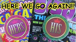 ANOTHER CLASSIC?? ROUND #4...WIFE VS. HUSBAND LOTTERY TICKET SCRATCH OFF CHALLENGE!!!