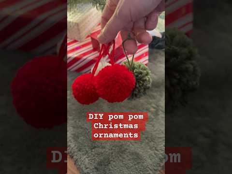 DIY Christmas ornaments using knitting looms 🧶🎄 #pompom #ornaments  #christmas  #knitting #diy