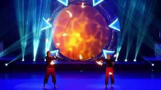 Niko & Kasmir fire staff juggling act