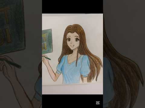 Kendimi Anime Karakteri Olarak Çizdim! | Kuru Boya ile Çizim 🤗 #animeçizim #kuruboya #anime #art