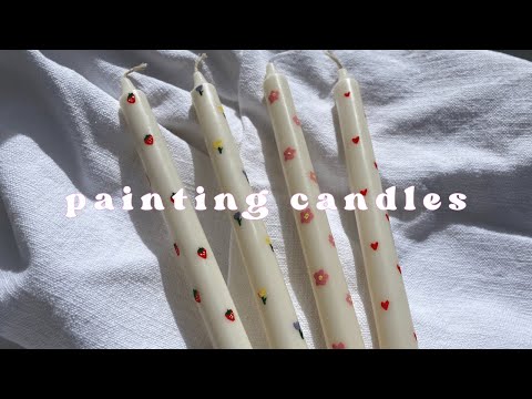Paint Aesthetic Candles with me! | Painting taper candles with acrylic paint! dollar store diy 2023