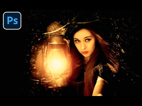 Girl hold lantern - Photoshop manipulation tutorial Video