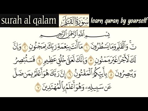 surah qalam with translation | surah e qalam tilawat | surah al qalam | Learn Quran by yourself