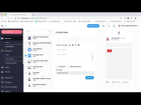 Senang.la Socimed Live with Recorded Video At Youtube + Facebook + Instagram all at once!