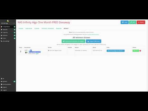 NAS Infinity Algo One Month FREE Giveaway $100