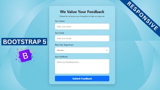 Feedback form using Bootstrap 5 | Responsive Feedback Form | #feedback form