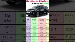 Maruti Suzuki Ertiga all Variants price after GST cut #ertiga #vxi #lxi #zxi #cng #gstcut #shorts