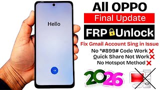 All OPPO Frp Bypass 2026 Android 14/15 | Final Update | Gmail Account Unlock | *#899# Code Not Work