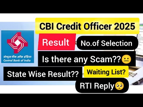 Is there any Scam in CBI Credit Officer 2025 Result 😑| State wise Selection 🤔| Any 2nd List?? |RTI