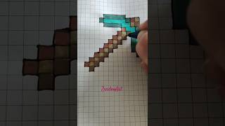 Minecraft pixelart drawing tutorial diamond pickaxe #shorts