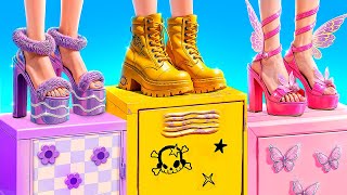 One Color Challenge: Pink vs Yellow vs Violet! Extreme Makeover in School