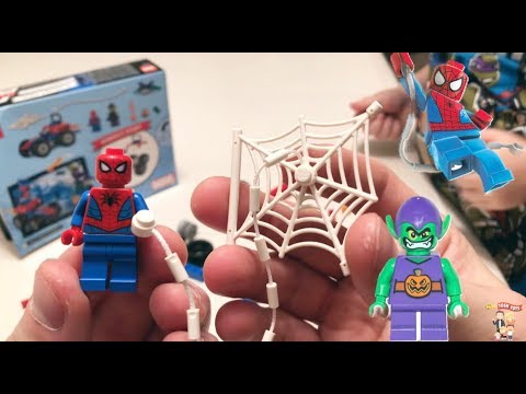 Kid Unboxing Birthday Spiderman vs. Green Goblin Marvel Lego Playset