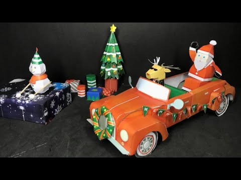 Pepakura Cheerful Santa Christmas Car