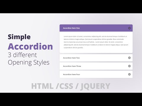 How to Build a Simple Accordion Sliding Item/Menu with active class  using html, css, jquery