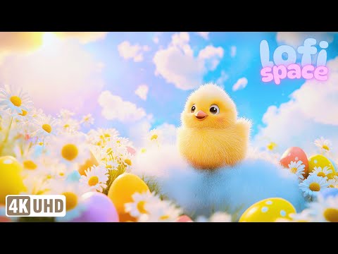 🐣 Spring Lofi in Sunny Meadow | 1 Hour Chill Music with Cute Chick & Colorful Easter Eggs
