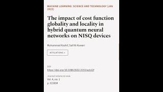 The impact of cost function globality and locality in hybrid quantum neural networks ... | RTCL.TV