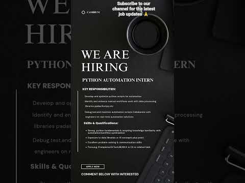 🚀Cambium Network Hiring for Python Automation Intern Bangalore 2025#shorts #itjobs #ytshorts#tech