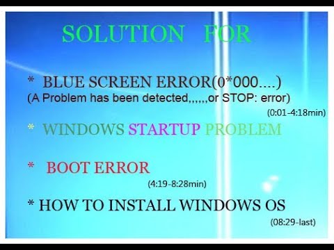 My pc Win7/Win xp is not starting/Doesnt Boot/shows  Blue Screen STOP Error 0*00000...Fix Problems