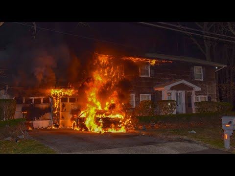 Car Fire Extends to Greenlawn Home, Quickly Contained by Firefighters