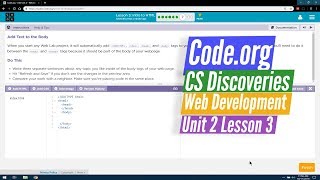 Intro to HTML - Web Development Lesson 3.7 - Code.org CS Discoveries