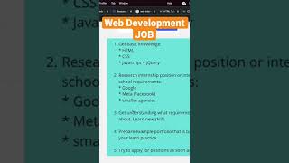 How to find Web Development JOB #shorts