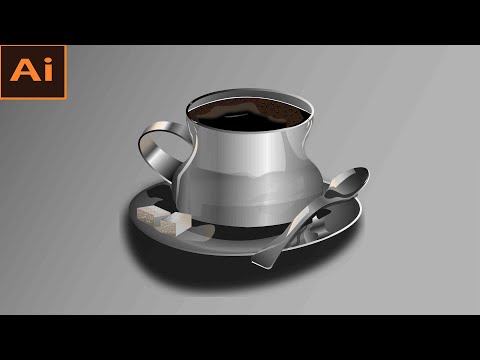 HOW TO CREAT A  Realistic Silver coffee cup in Adob illustrator /speed art