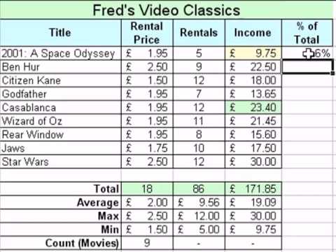 Excel Percentages and Absolute References.flv
