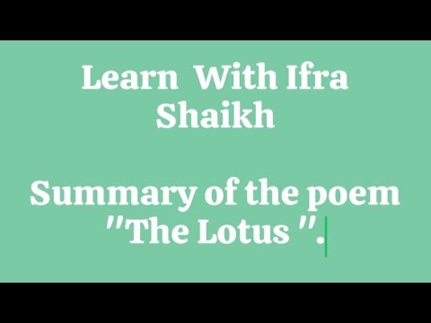 "The Lotus Summary - by Toru Dutt. Degree 5 sem