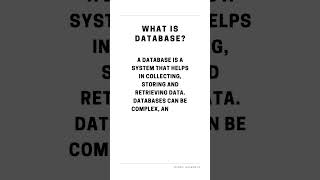 What is a database? Interview question| interview-DS